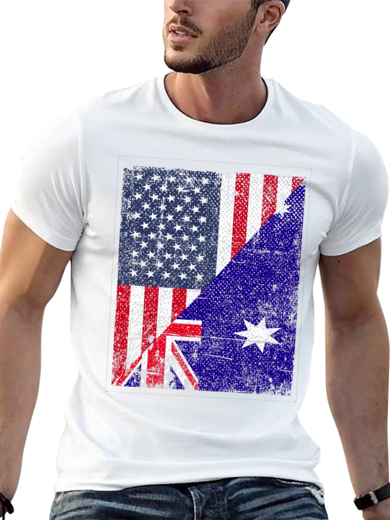 US Australia Flag Graphic T-Shirt