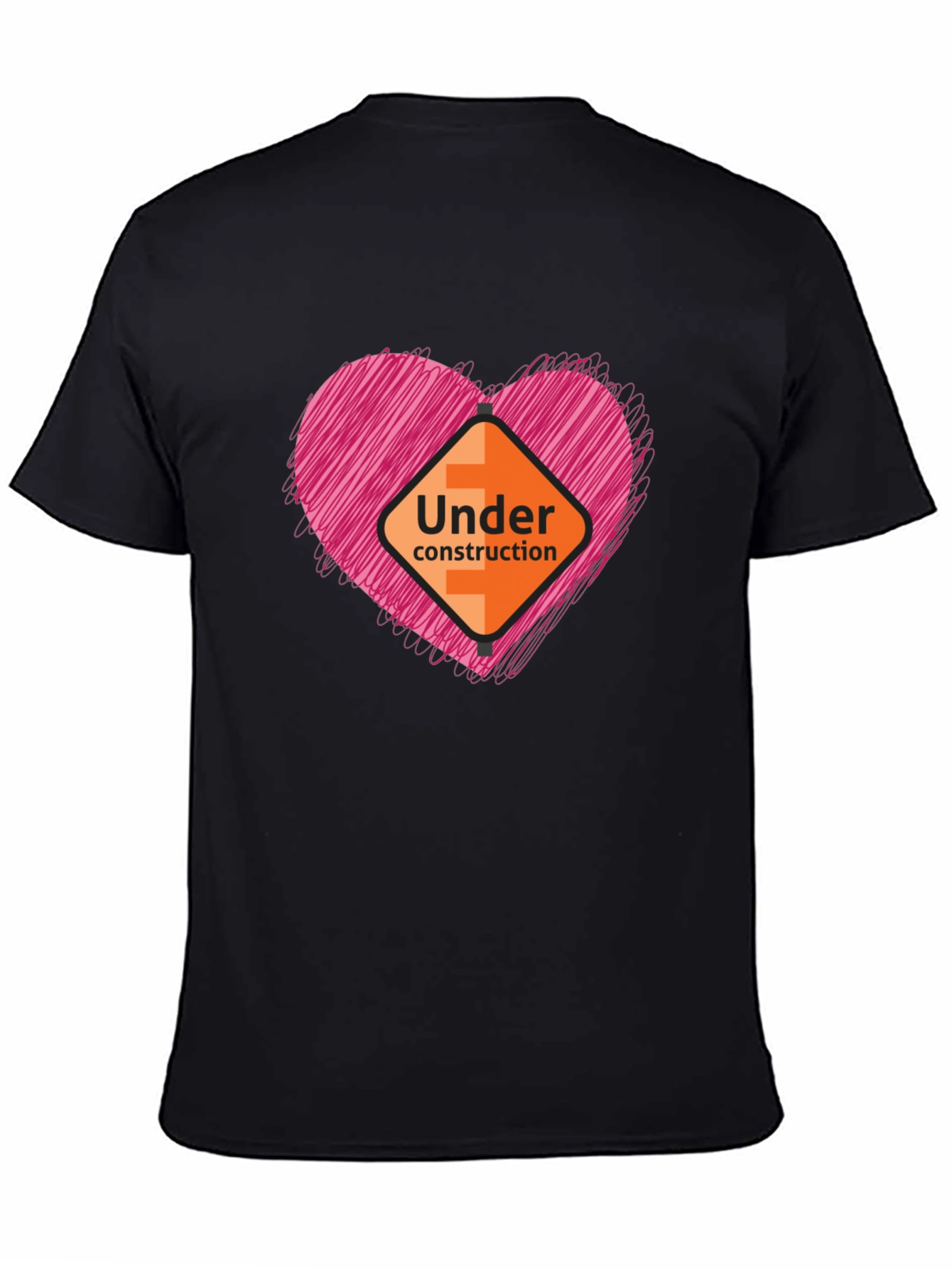 Under Construction Heart Graphic Tee - Soft Black Shirt