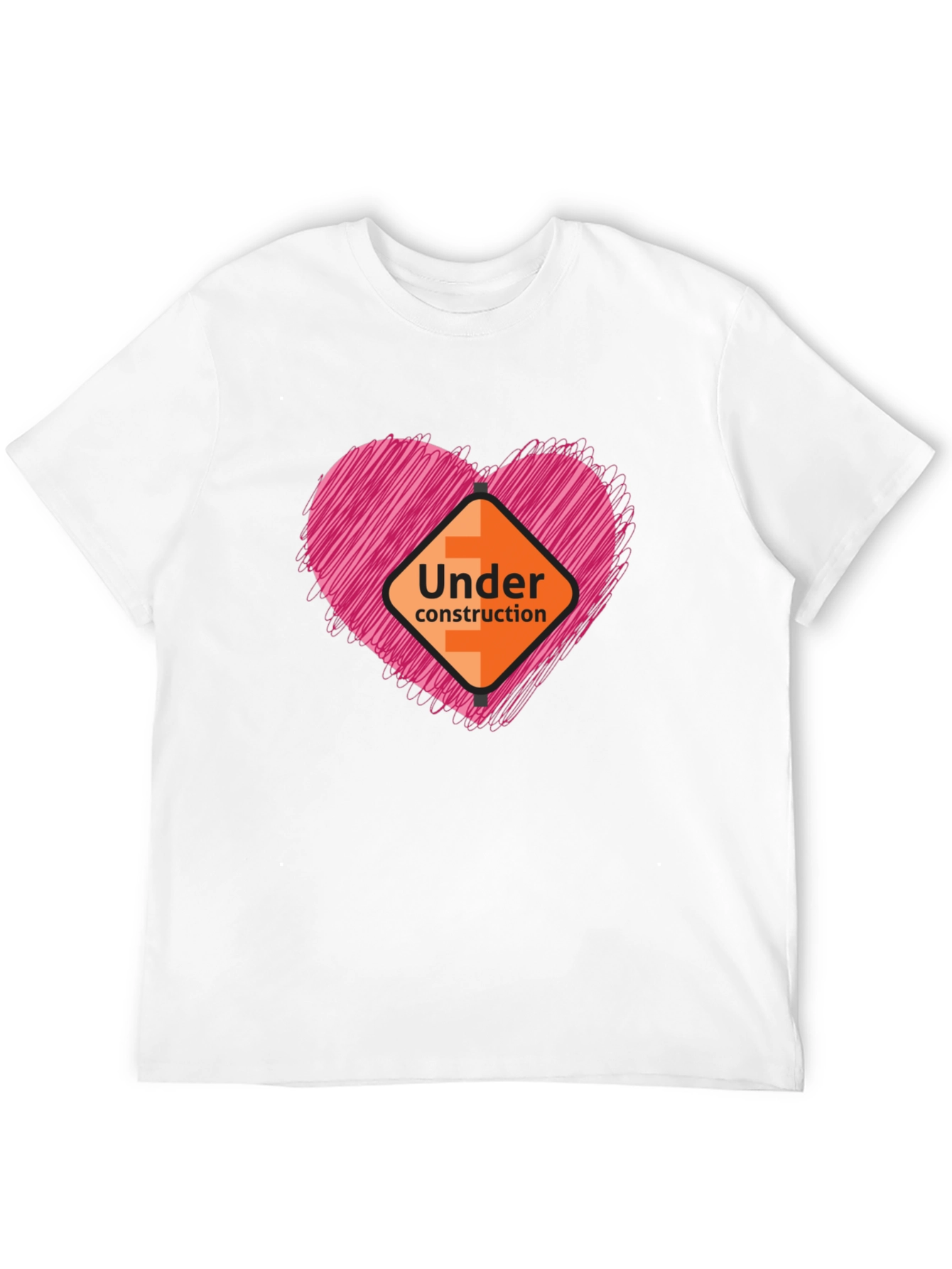 Under Construction Heart Graphic Tee - Soft Black Shirt