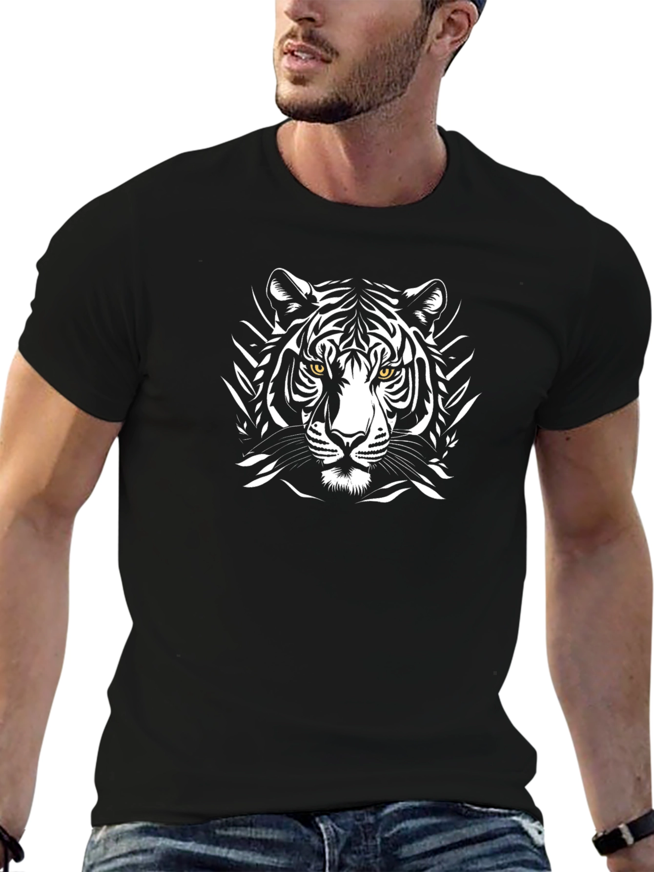 Black Tiger Graphic Tee - Stylish Mens T-Shirt