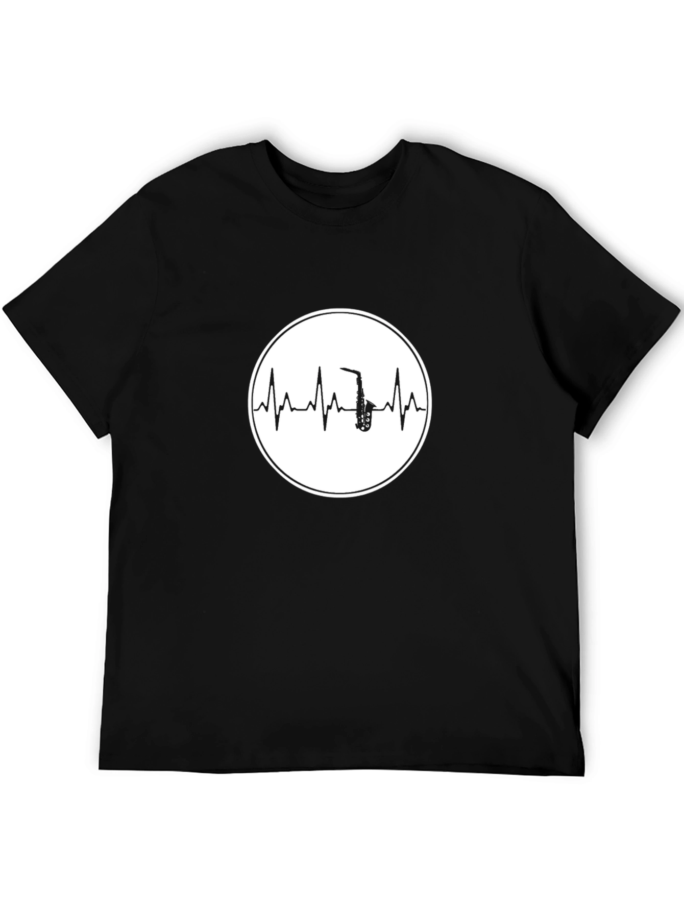 Saxophone Heartbeat Graphic T-Shirt - Music Lover Tee