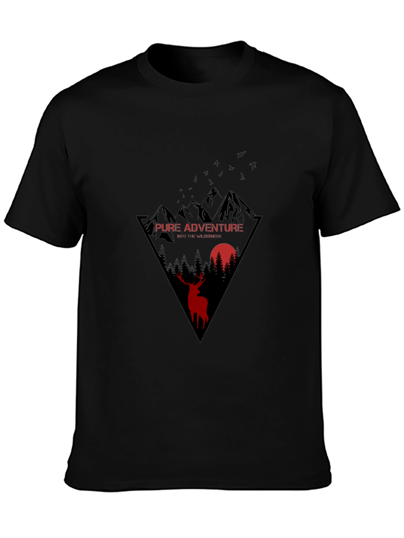 Pure Adventure Black T-Shirt with Wilderness Design