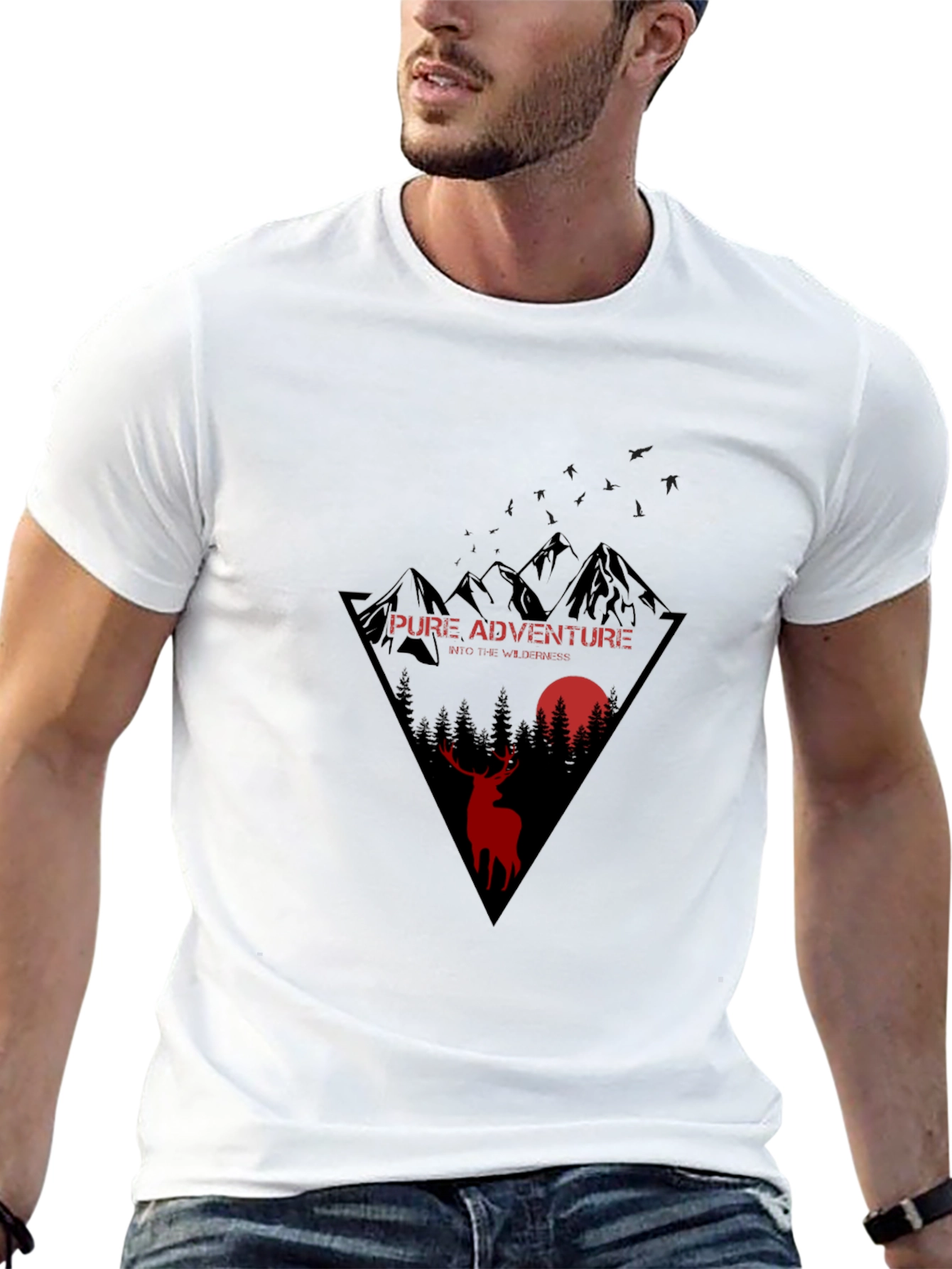 Pure Adventure Black T-Shirt with Wilderness Design
