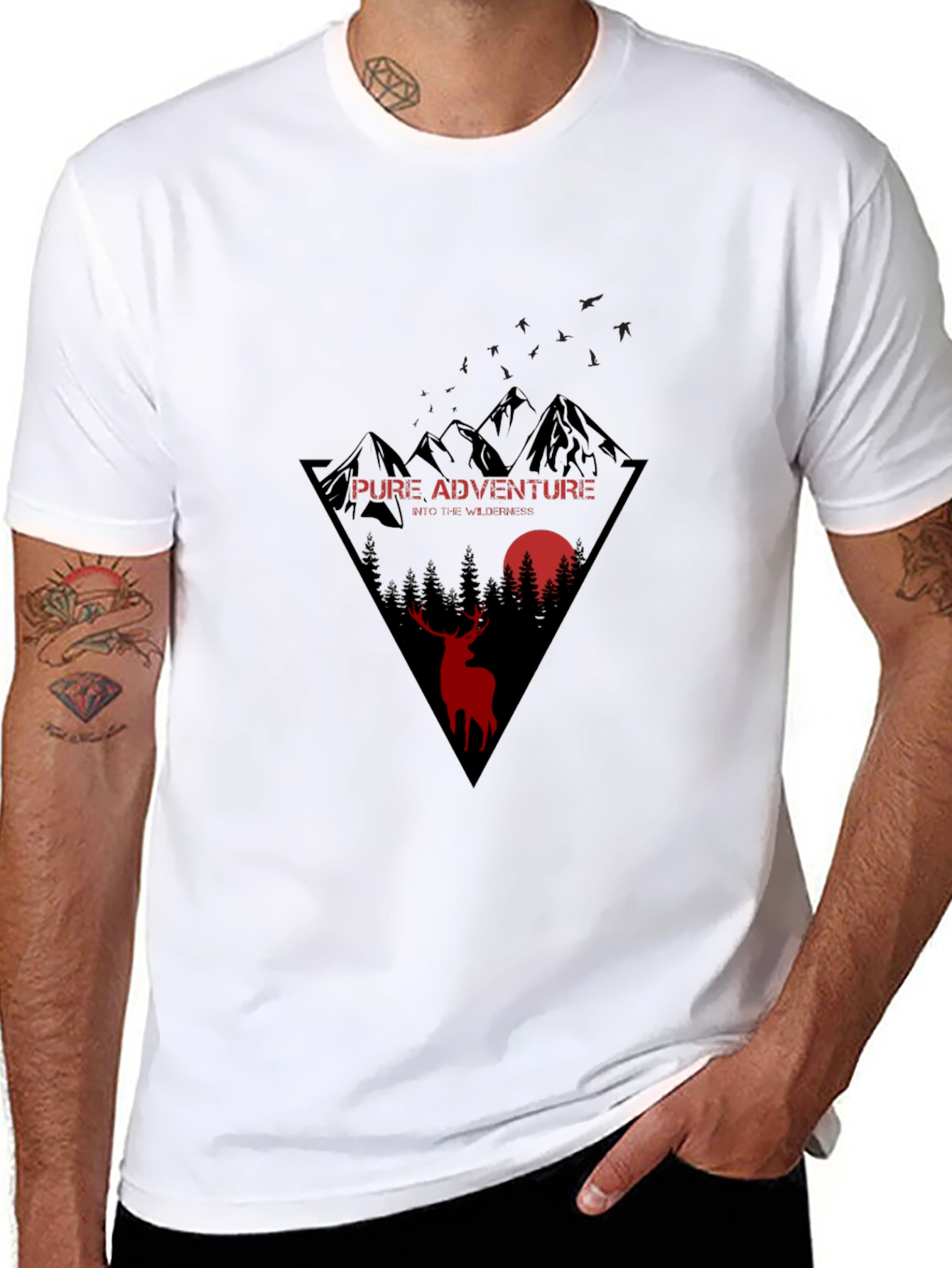 Pure Adventure Black T-Shirt with Wilderness Design