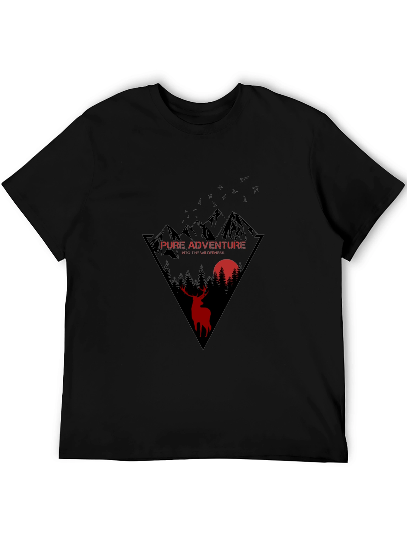 Pure Adventure Black T-Shirt with Wilderness Design