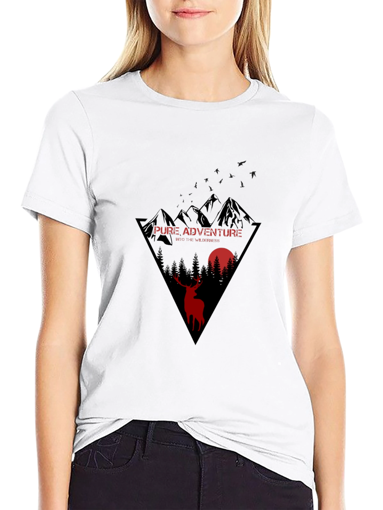 Pure Adventure Black T-Shirt with Wilderness Design