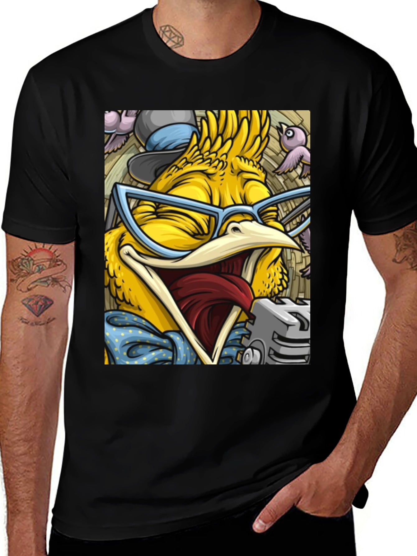 Cartoon Bird Graphic T-Shirt