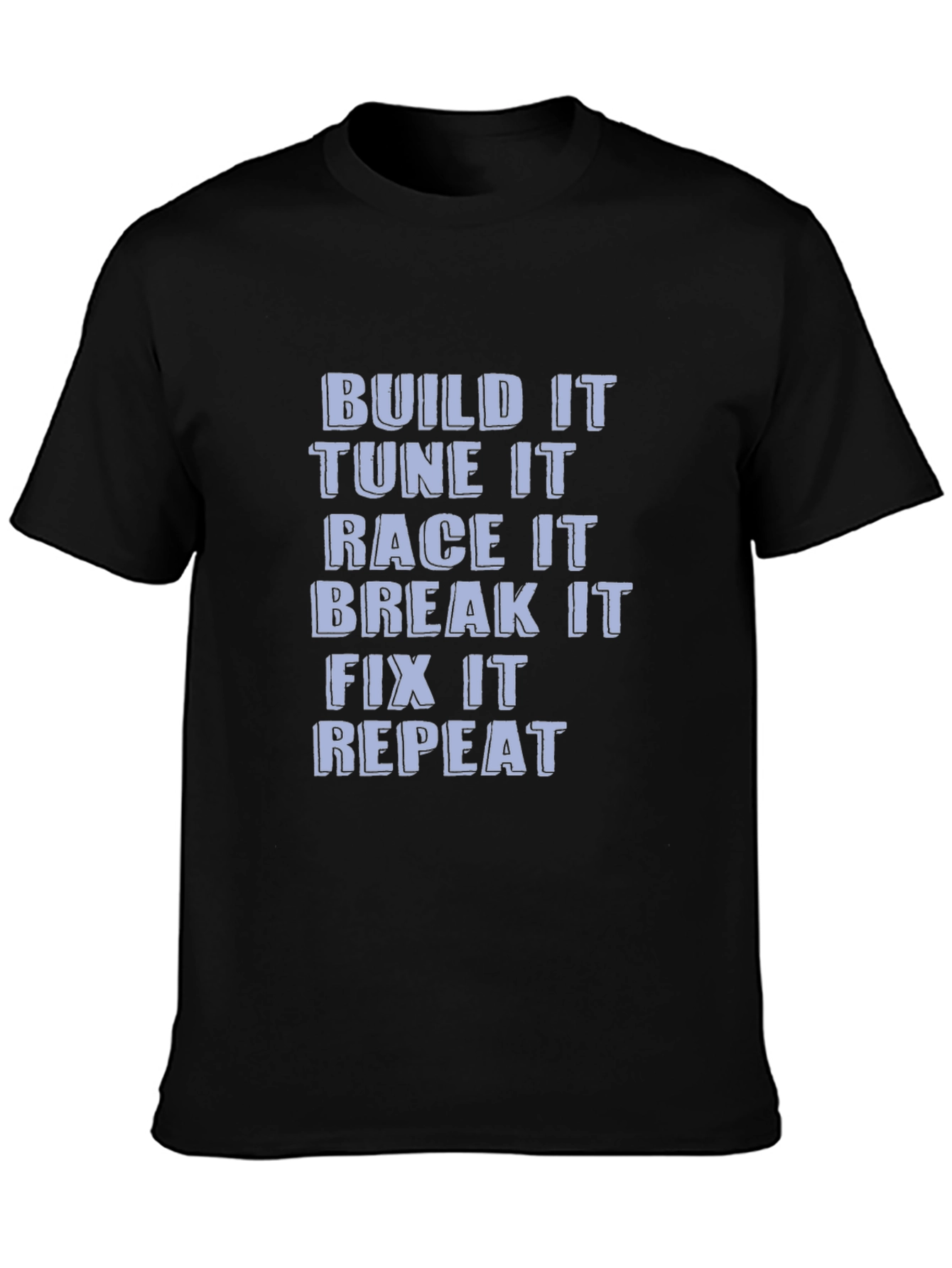 Build Tune Race Repeat Black Graphic Tee