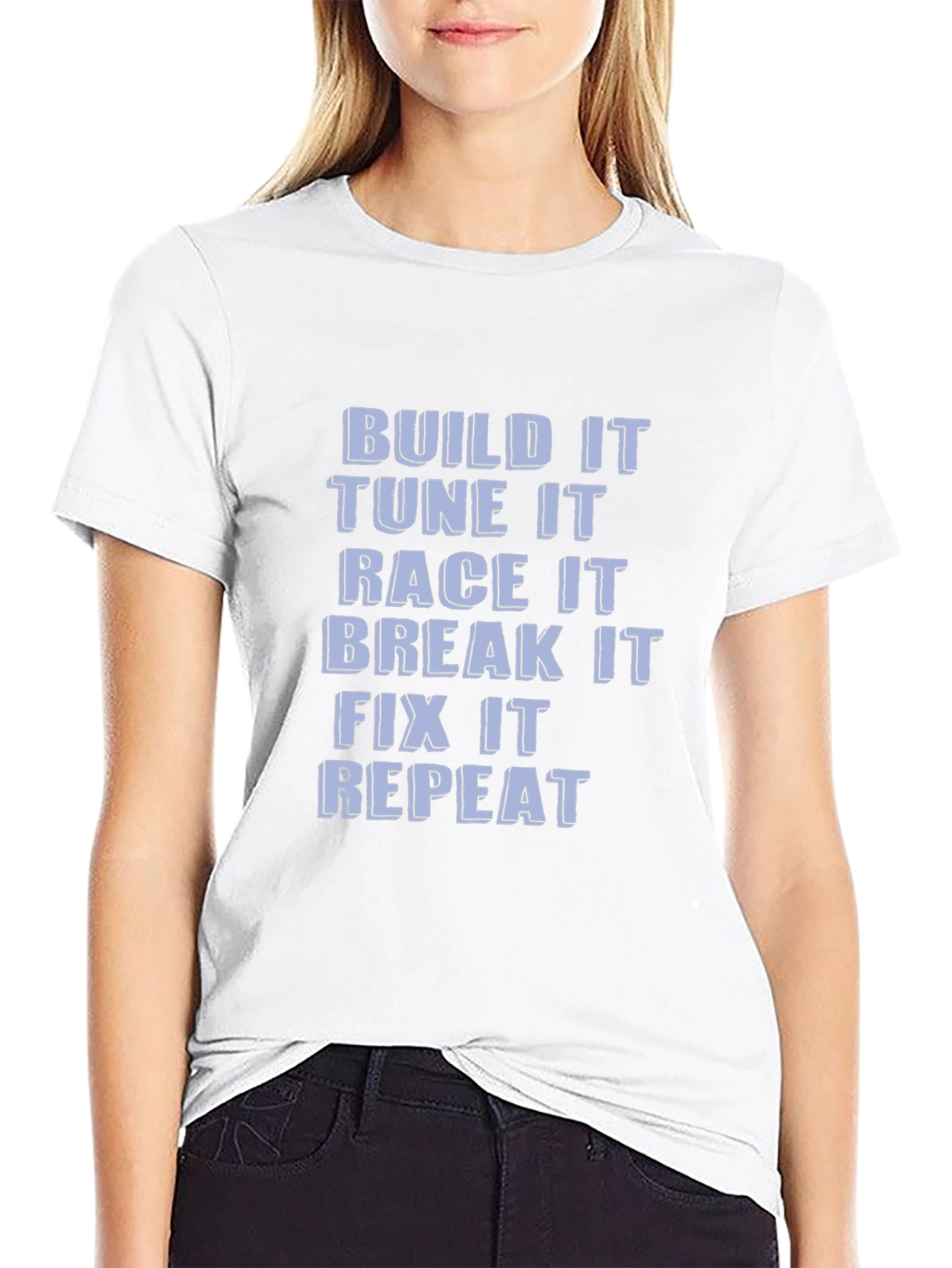 Build Tune Race Repeat Black Graphic Tee