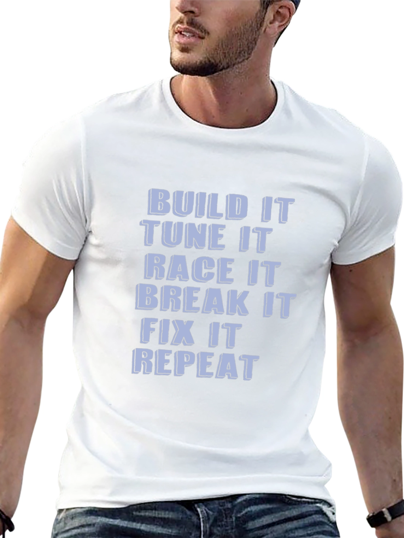 Build Tune Race Repeat Black Graphic Tee