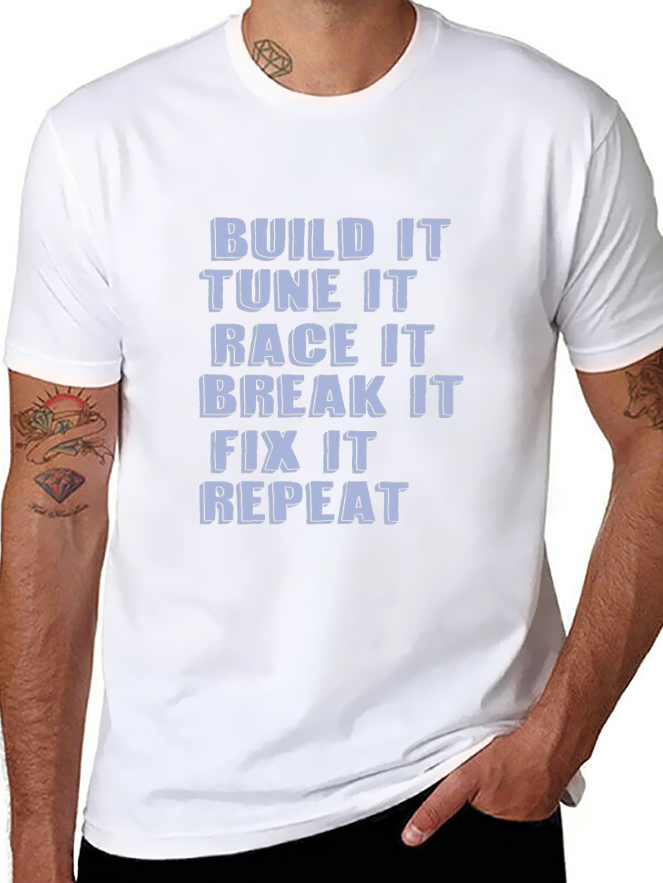 Build Tune Race Repeat Black Graphic Tee