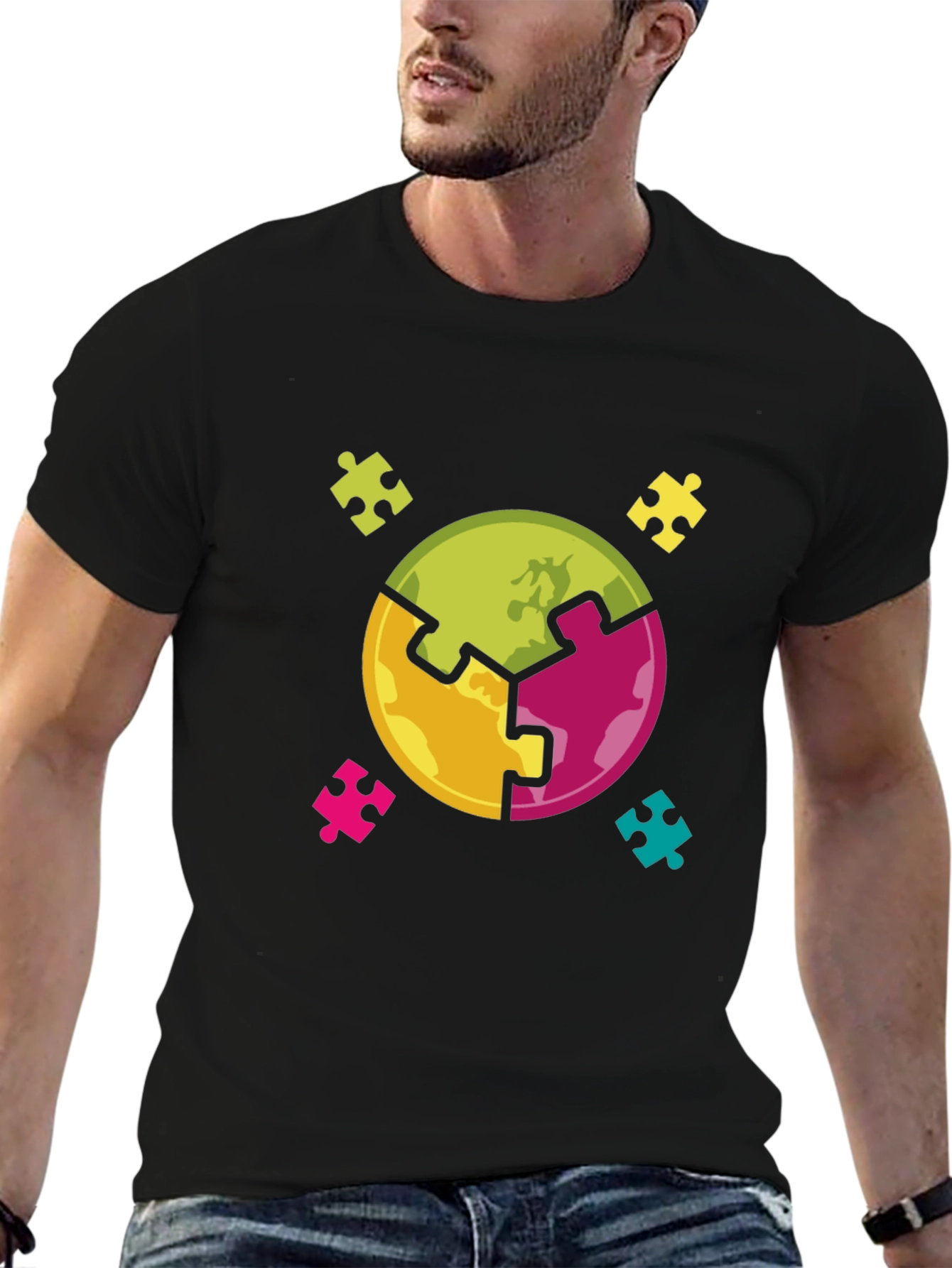 Puzzle Piece World Graphic Tee - Autism Awareness