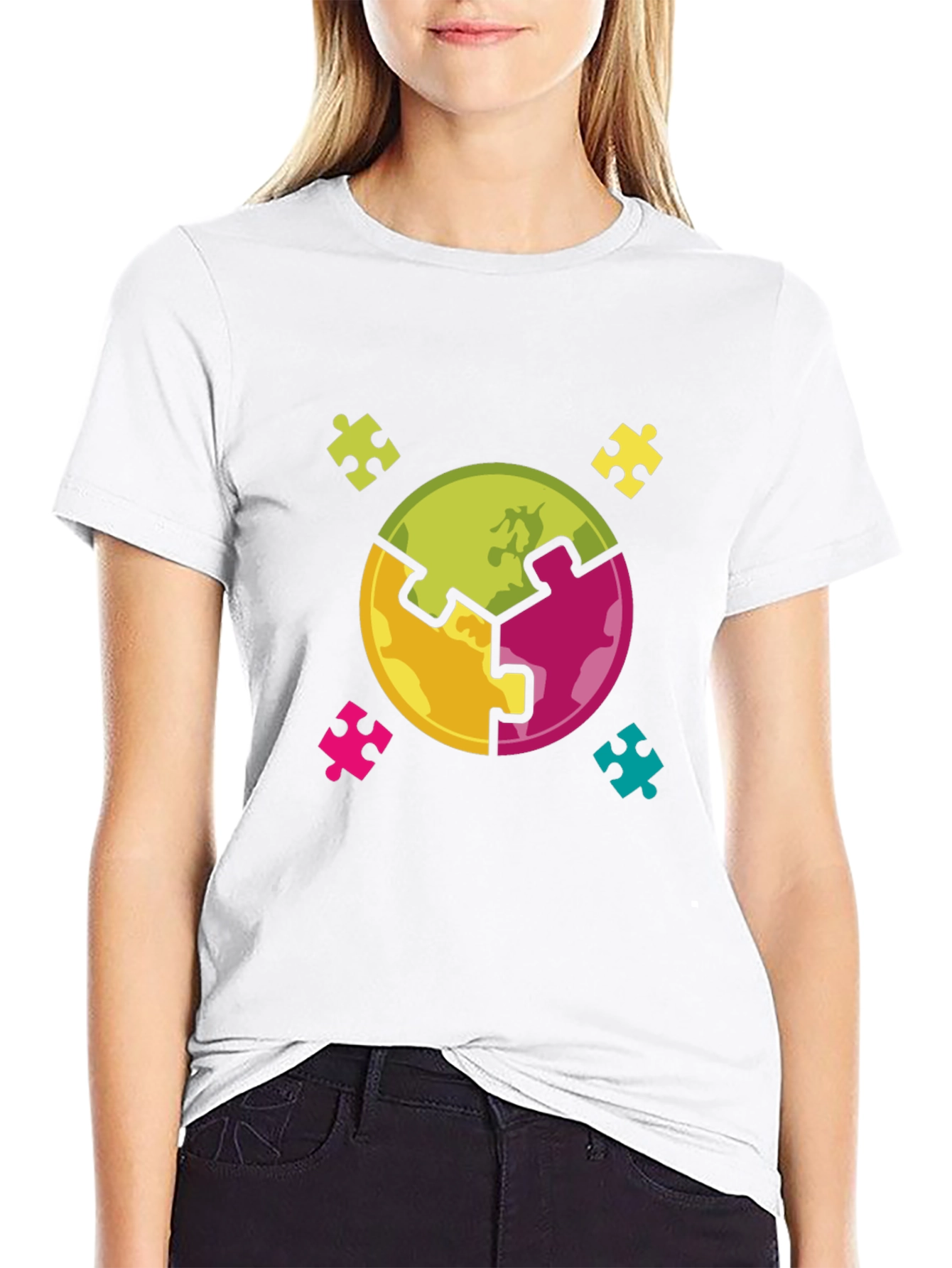 Puzzle Piece World Graphic Tee - Autism Awareness