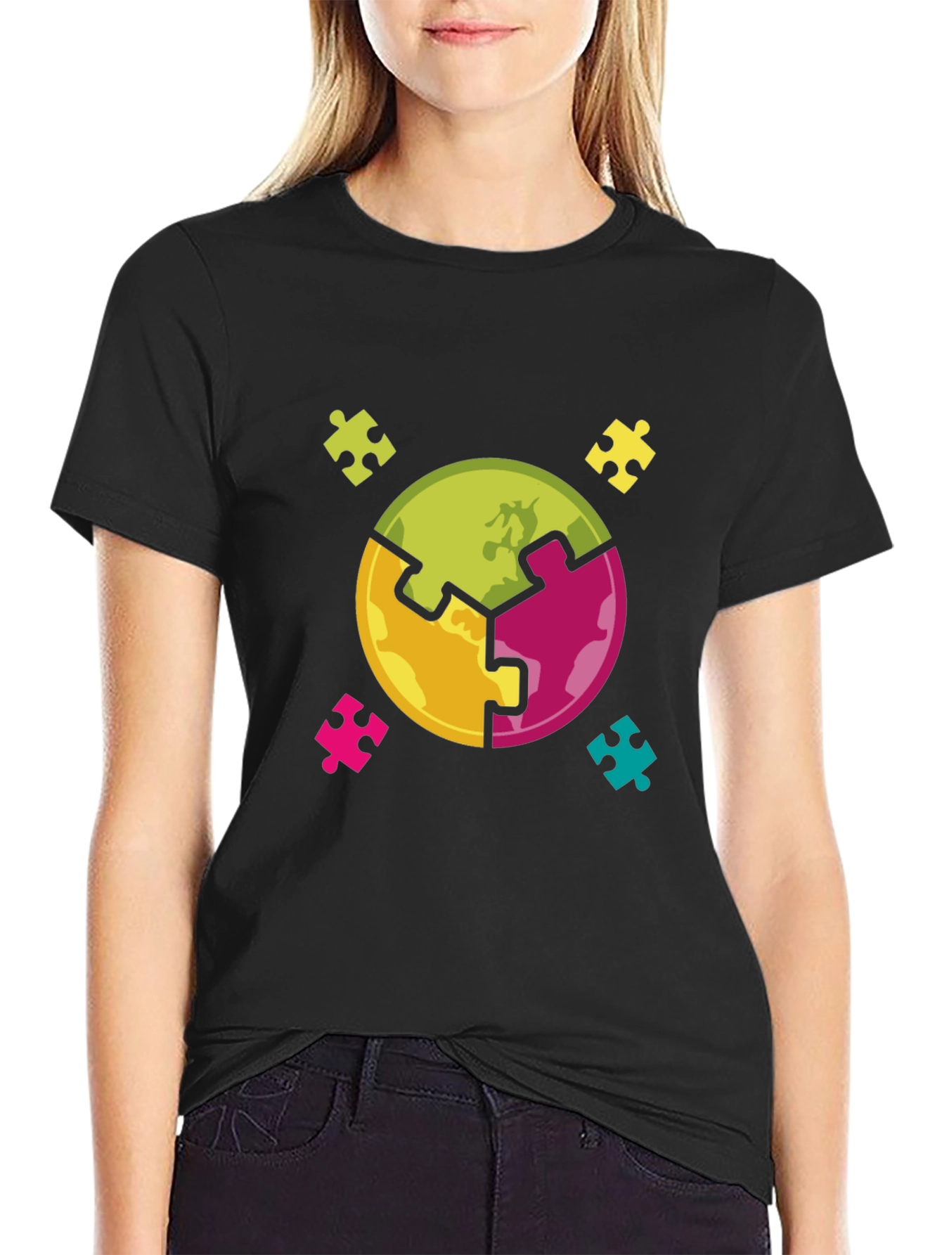 Puzzle Piece World Graphic Tee - Autism Awareness