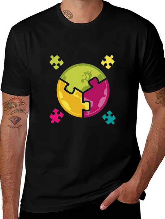 Puzzle Piece World Graphic Tee - Autism Awareness
