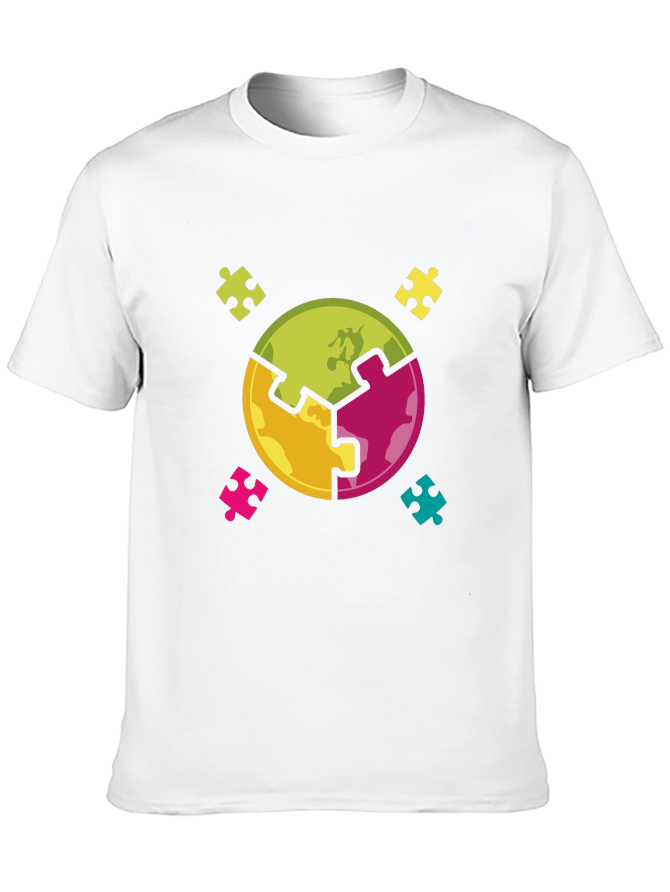 Puzzle Piece World Graphic Tee - Autism Awareness