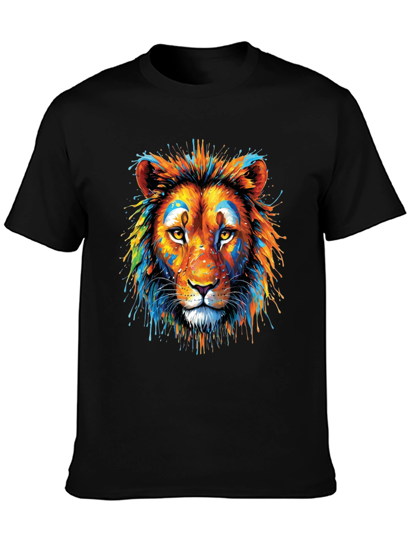 Vibrant Lion Graphic Black T-Shirt