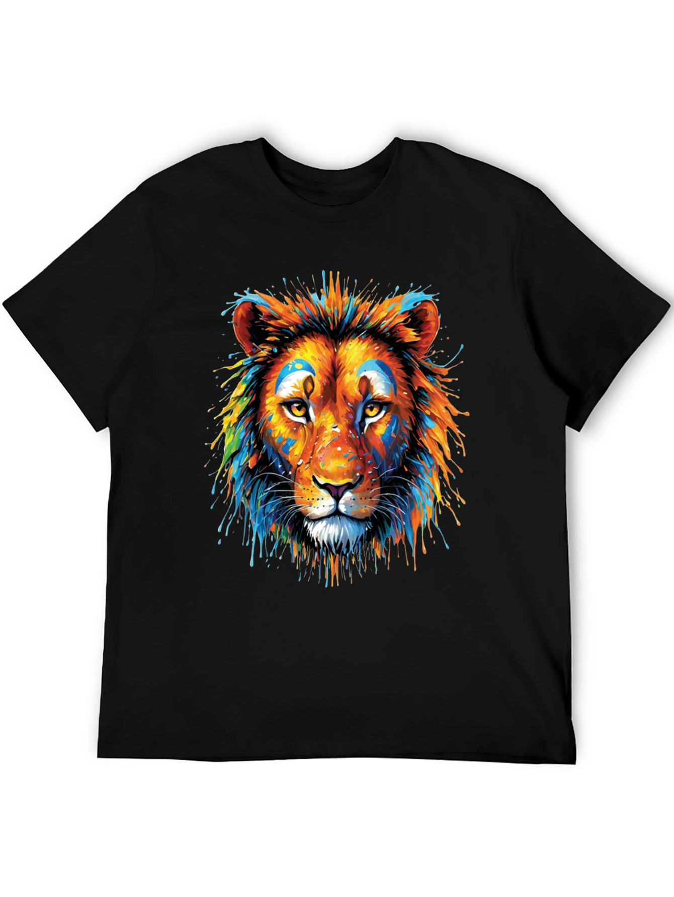 Vibrant Lion Graphic Black T-Shirt
