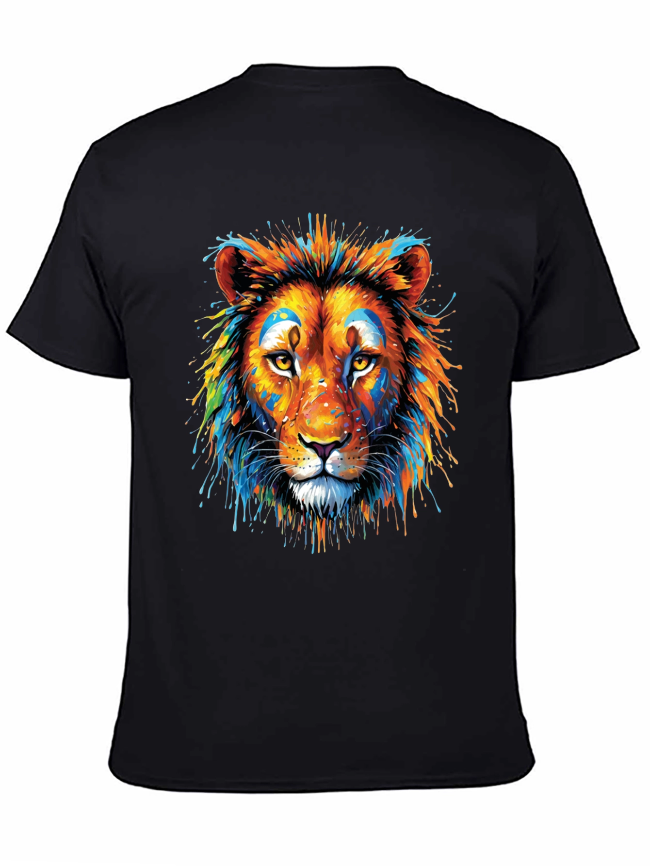 Vibrant Lion Graphic Black T-Shirt