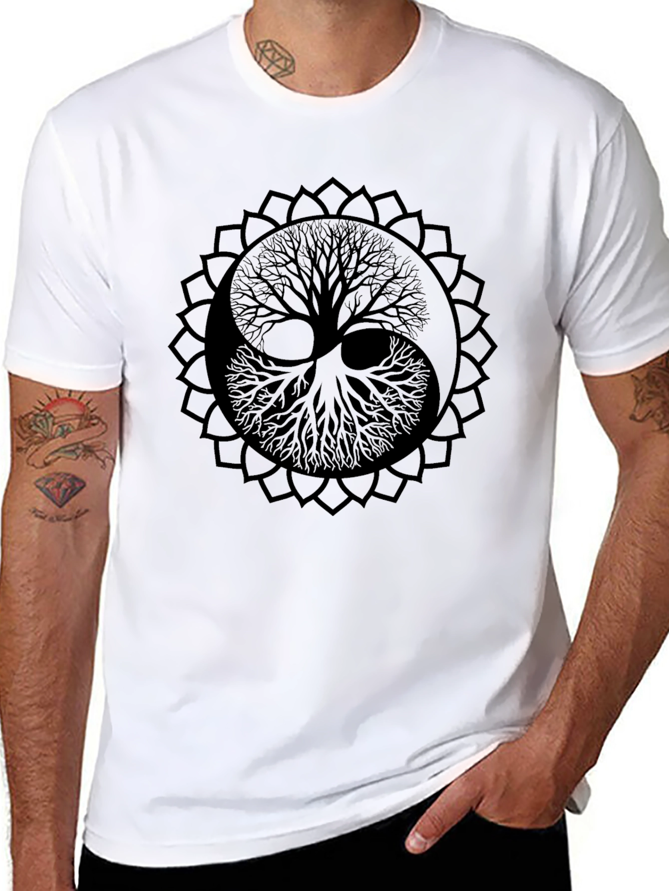 Yin Yang Tree of Life Graphic Tee - Black