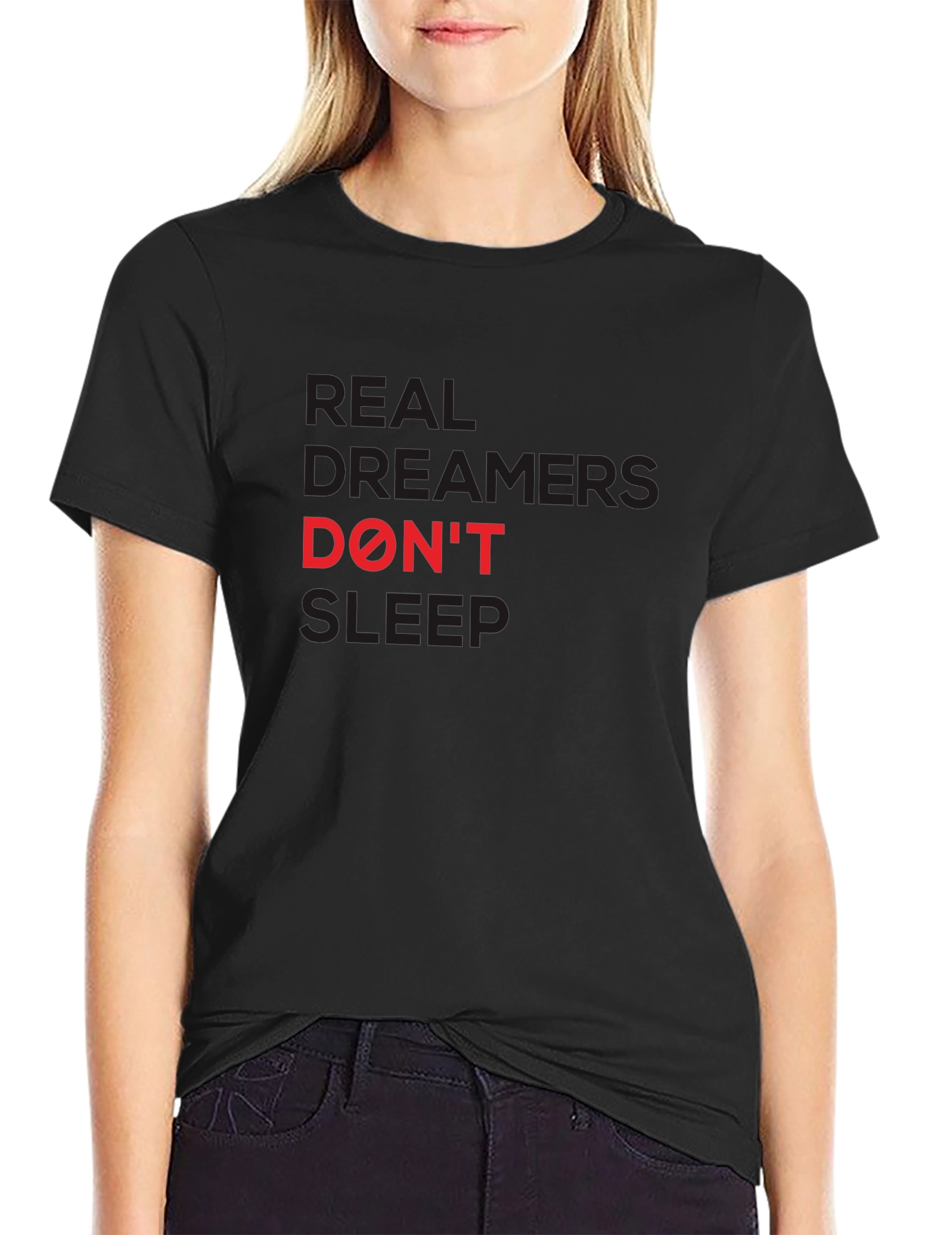 Real Dreamers Graphic Tee - Black Cotton T-Shirt