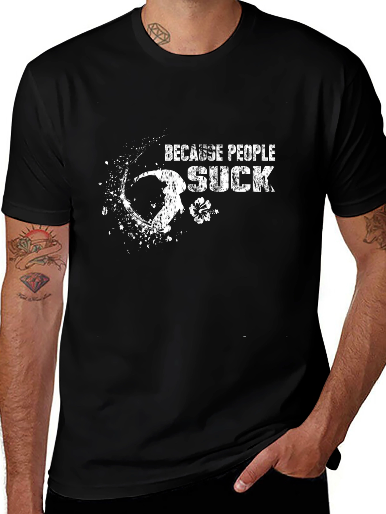 Because People Suck Black Graphic Tee