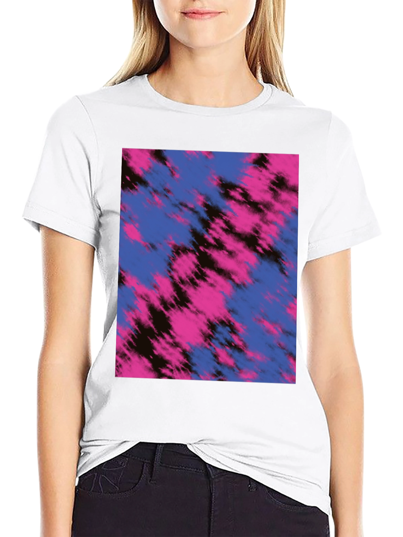 Abstract Tie-Dye Print Crew Neck T-Shirt