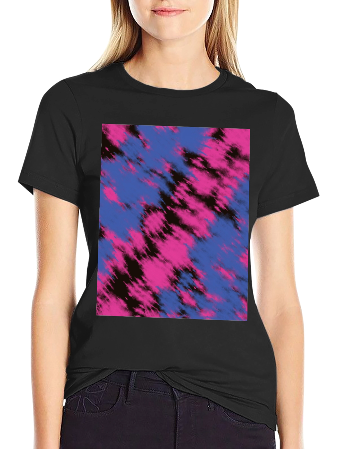 Abstract Tie-Dye Print Crew Neck T-Shirt