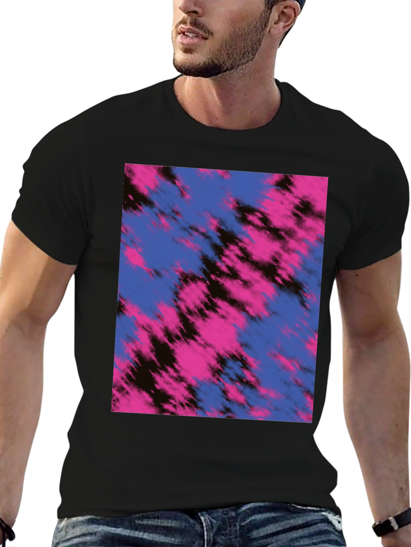 Abstract Tie-Dye Print Crew Neck T-Shirt