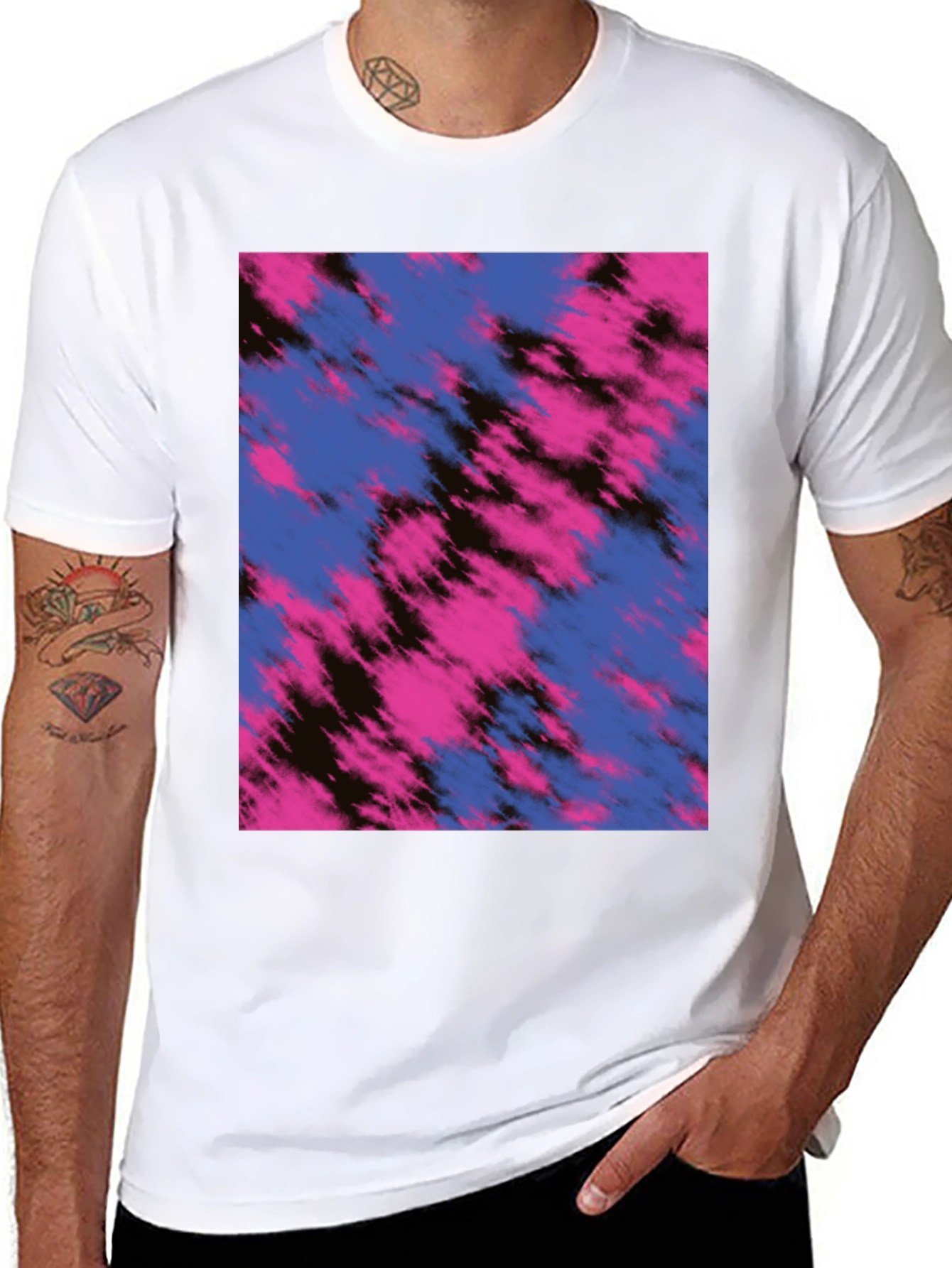 Abstract Tie-Dye Print Crew Neck T-Shirt