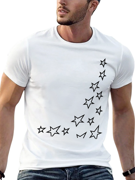 Stylish Black Star Pattern T-Shirt