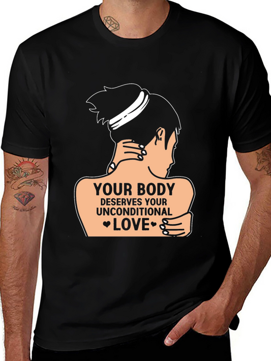 Body Positive Black T-Shirt Unconditional Love Design