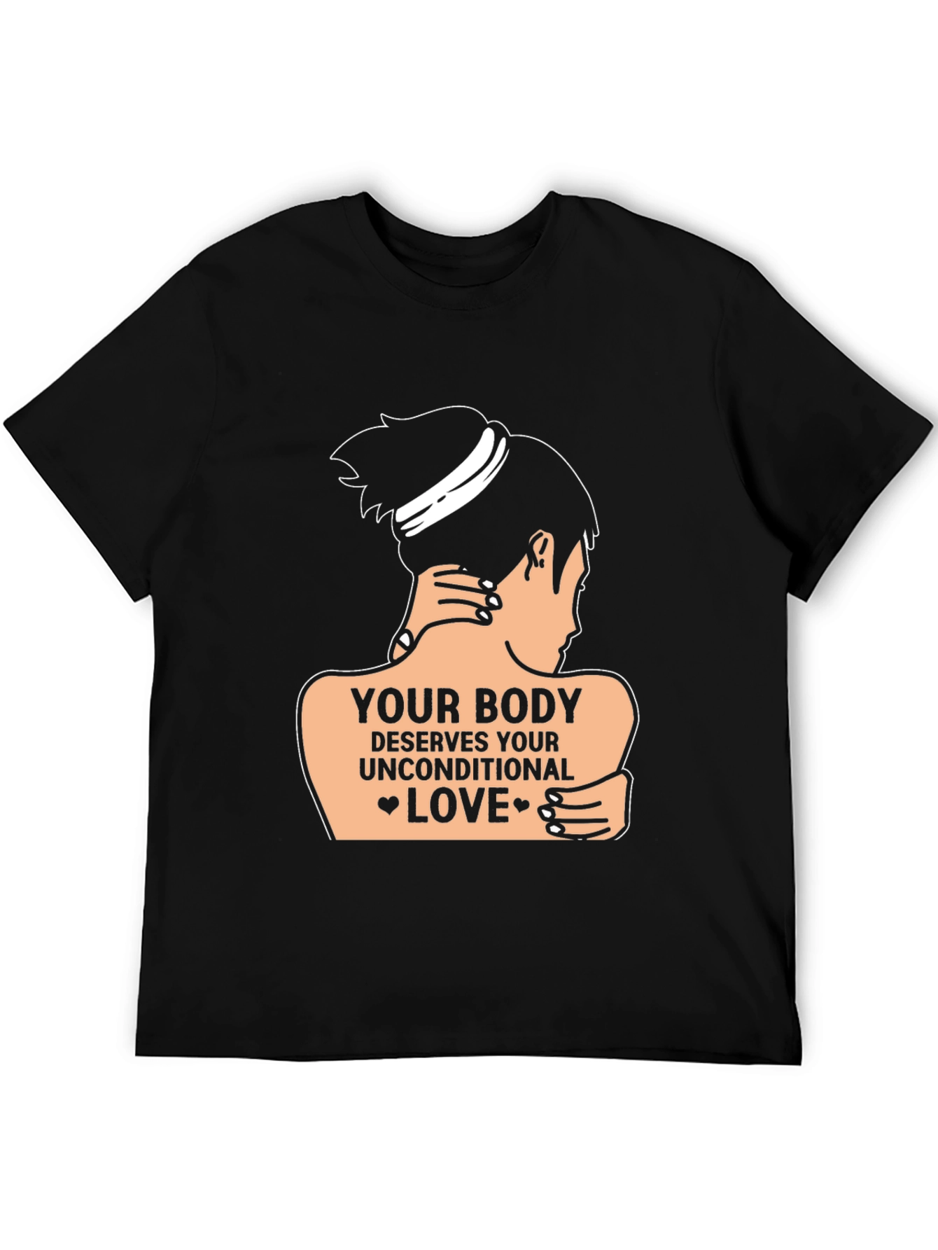 Body Positive Black T-Shirt Unconditional Love Design