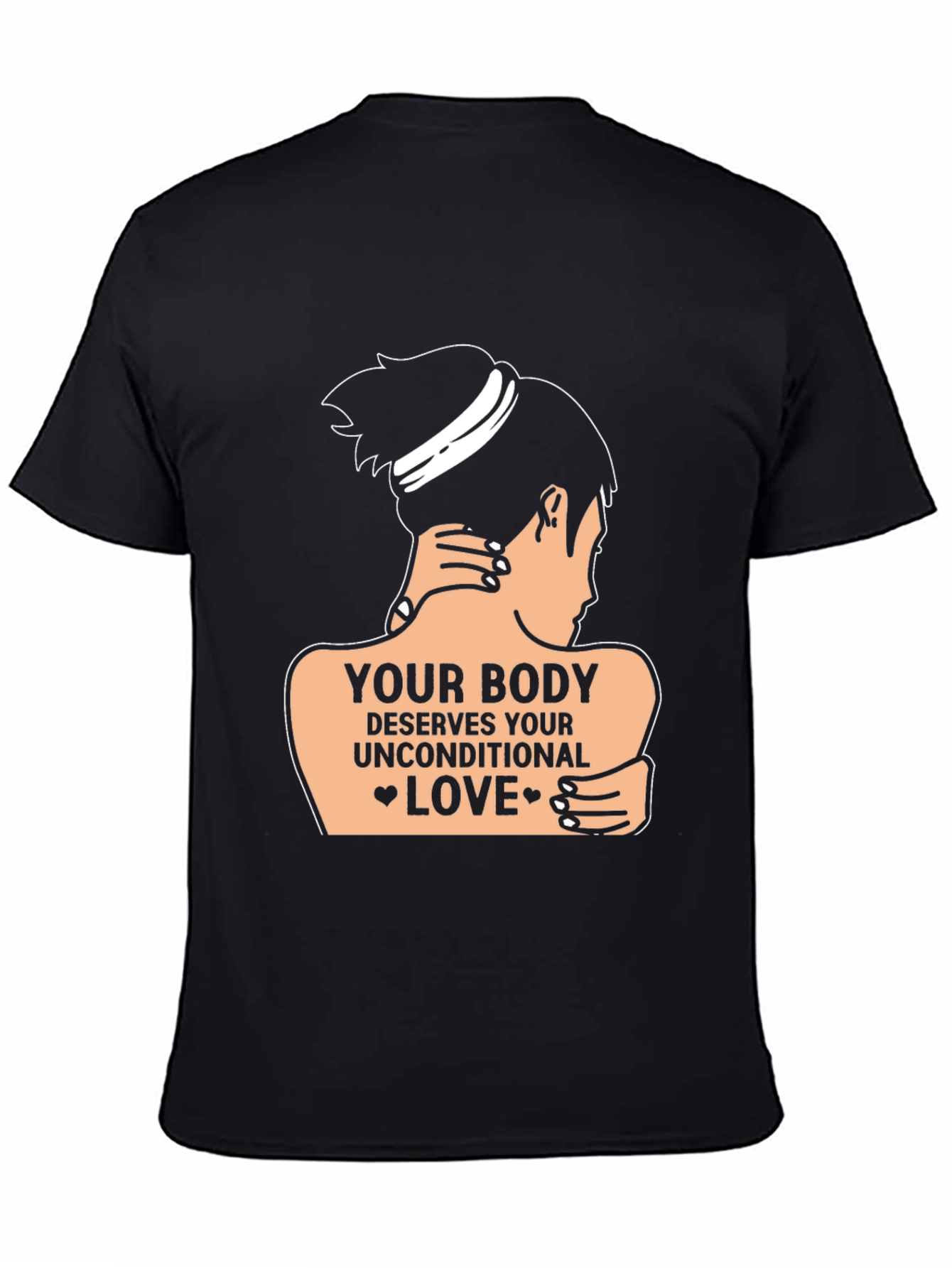Body Positive Black T-Shirt Unconditional Love Design