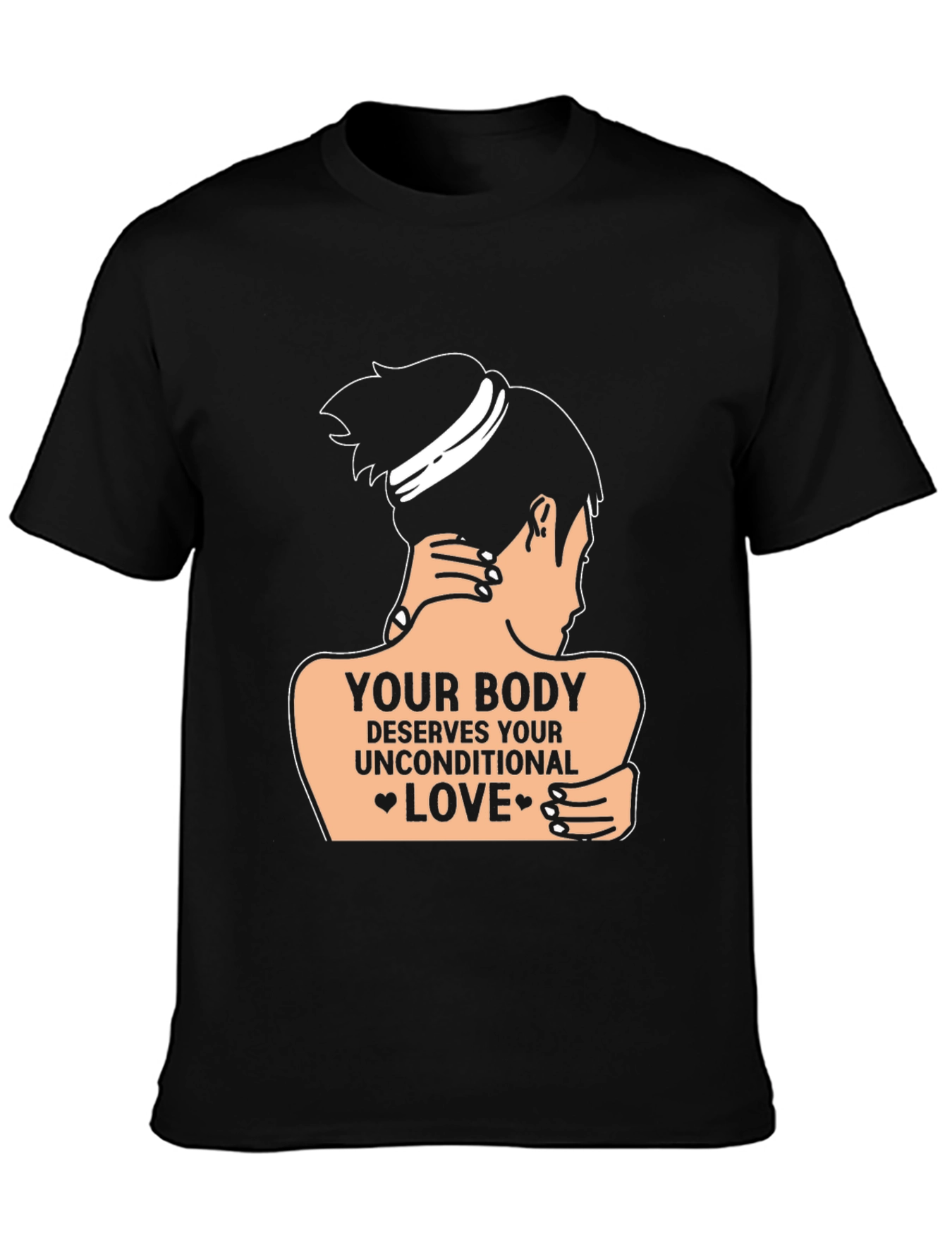 Body Positive Black T-Shirt Unconditional Love Design