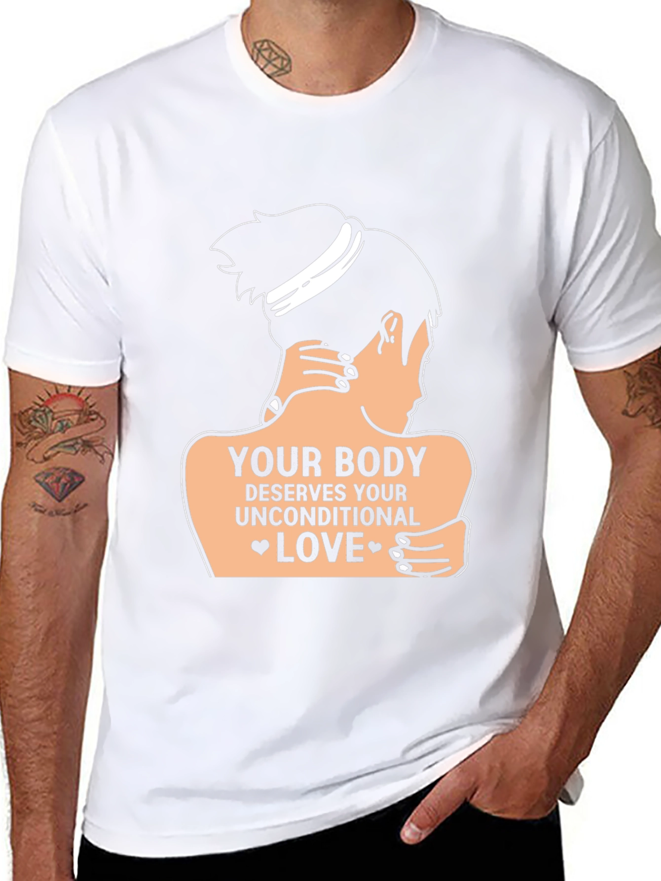 Body Positive Black T-Shirt Unconditional Love Design