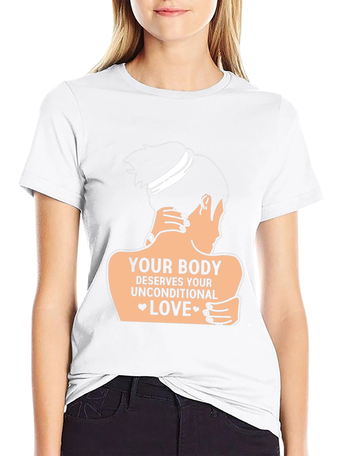 Body Positive Black T-Shirt Unconditional Love Design