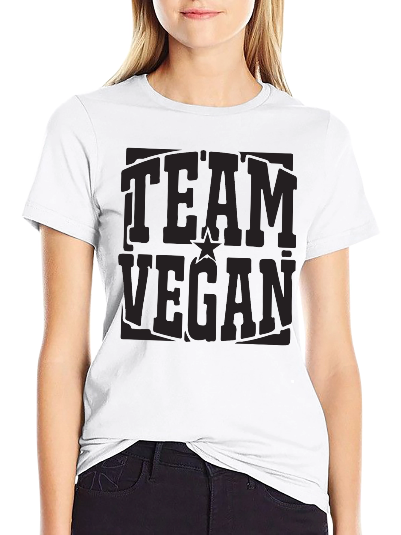 Team Vegan Black Crewneck T-Shirt