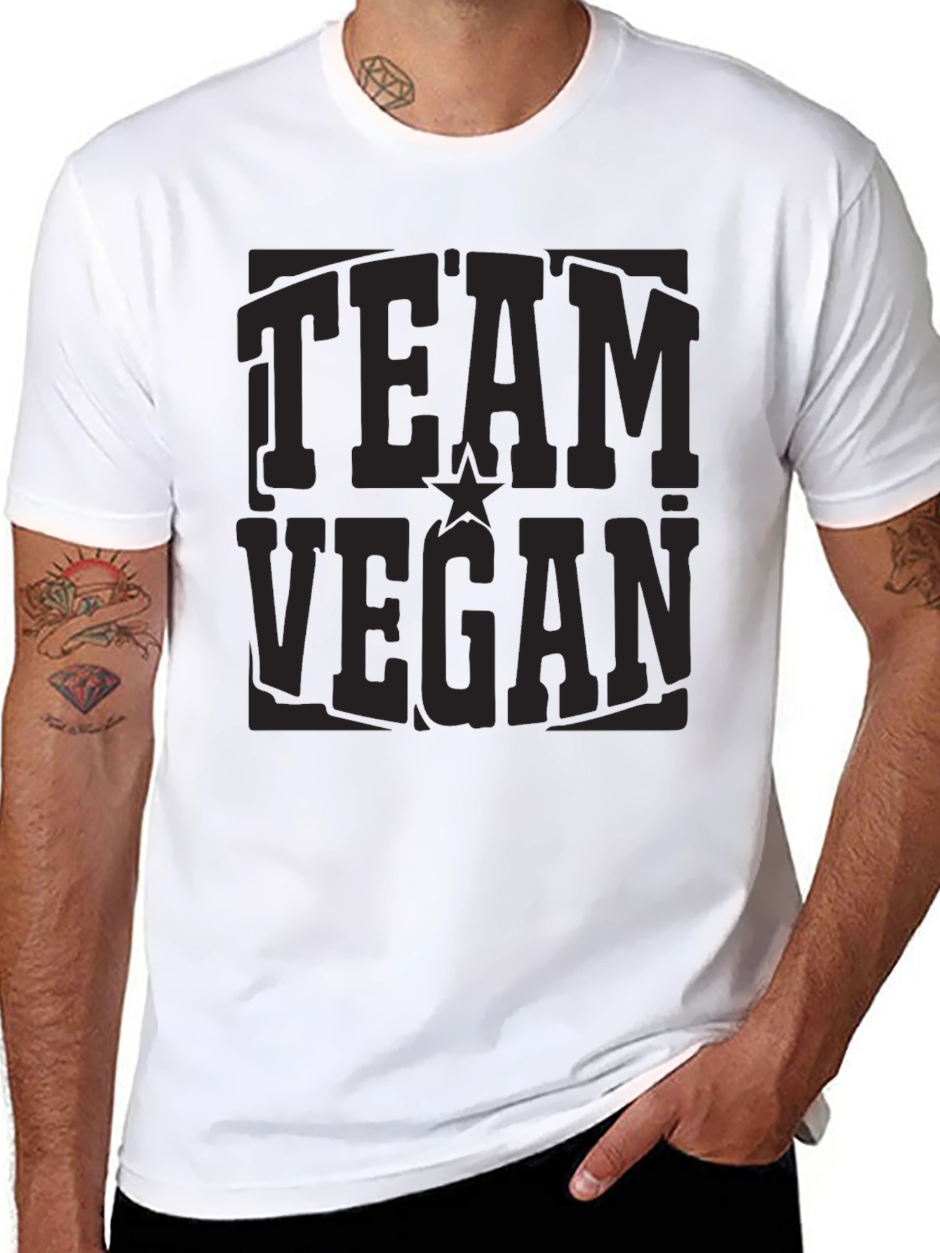 Team Vegan Black Crewneck T-Shirt