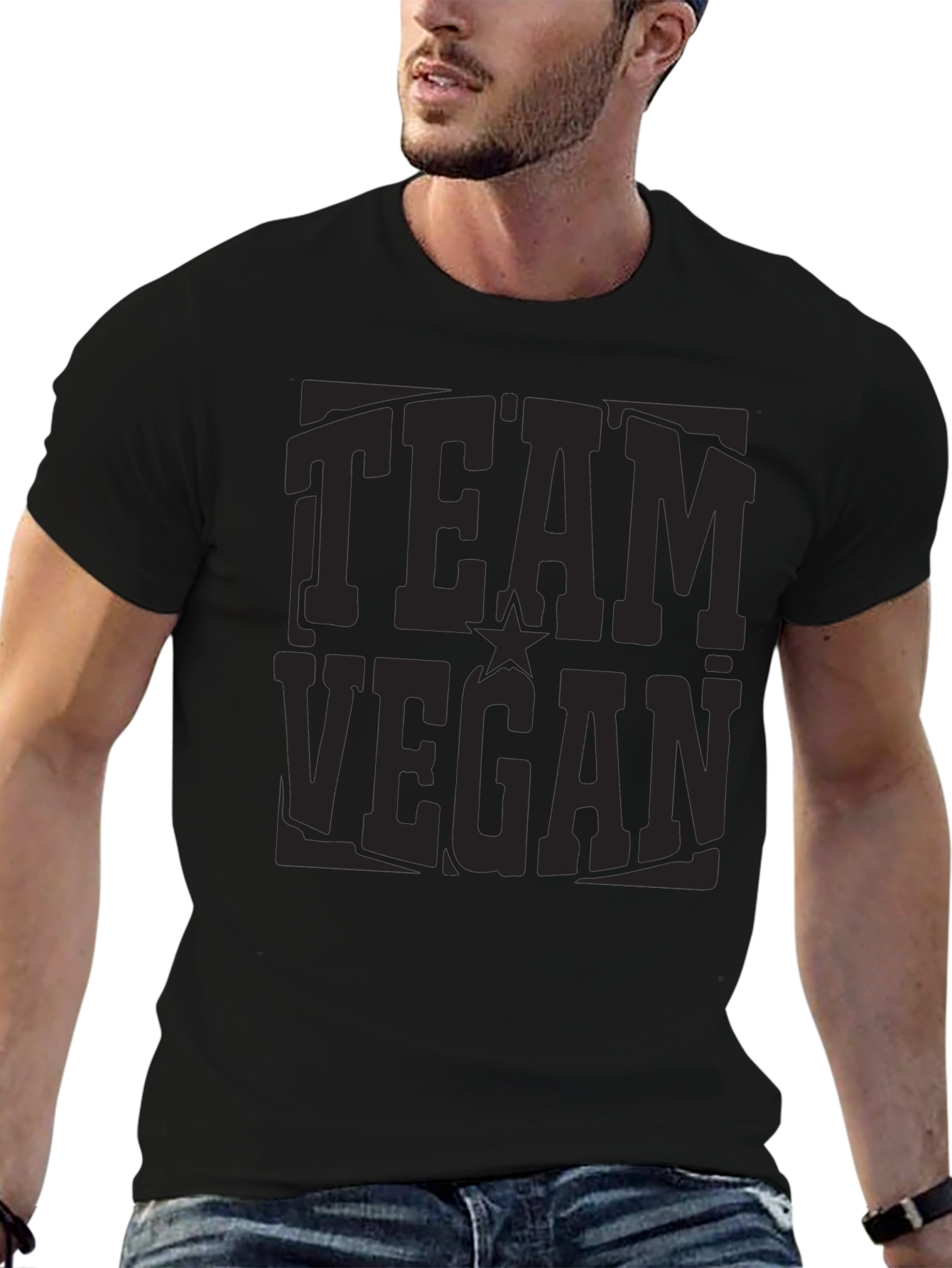 Team Vegan Black Crewneck T-Shirt