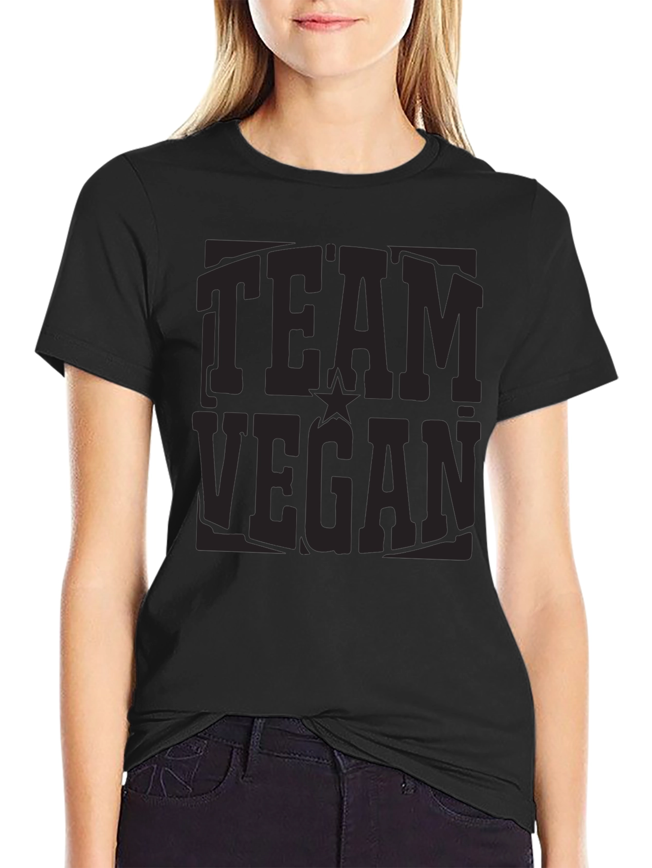 Team Vegan Black Crewneck T-Shirt