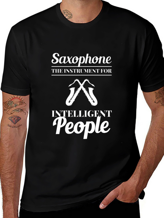 Saxophone Intelligent People Graphic Tee - Black