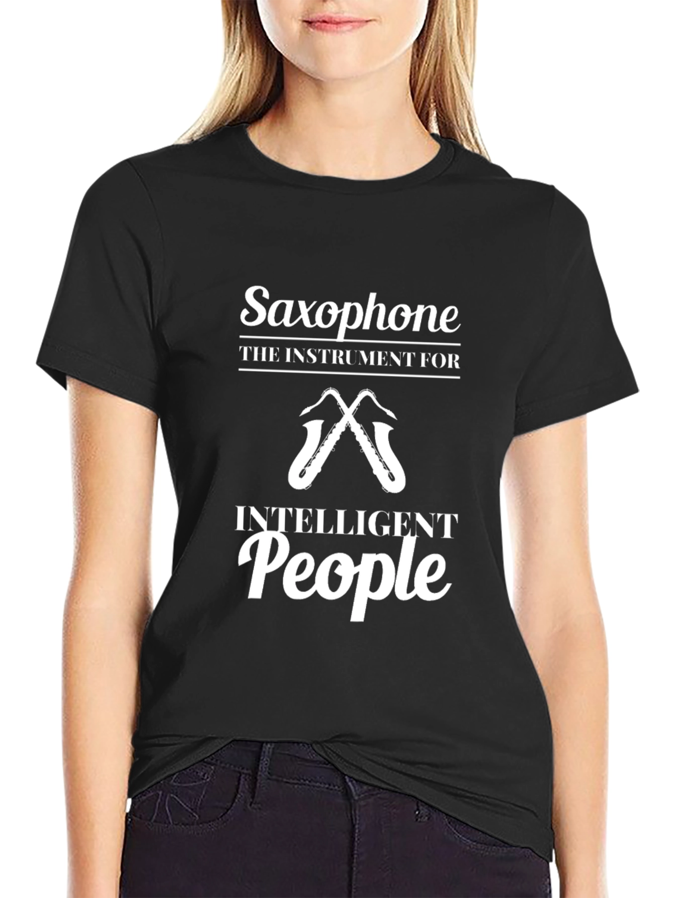 Saxophone Intelligent People Graphic Tee - Black