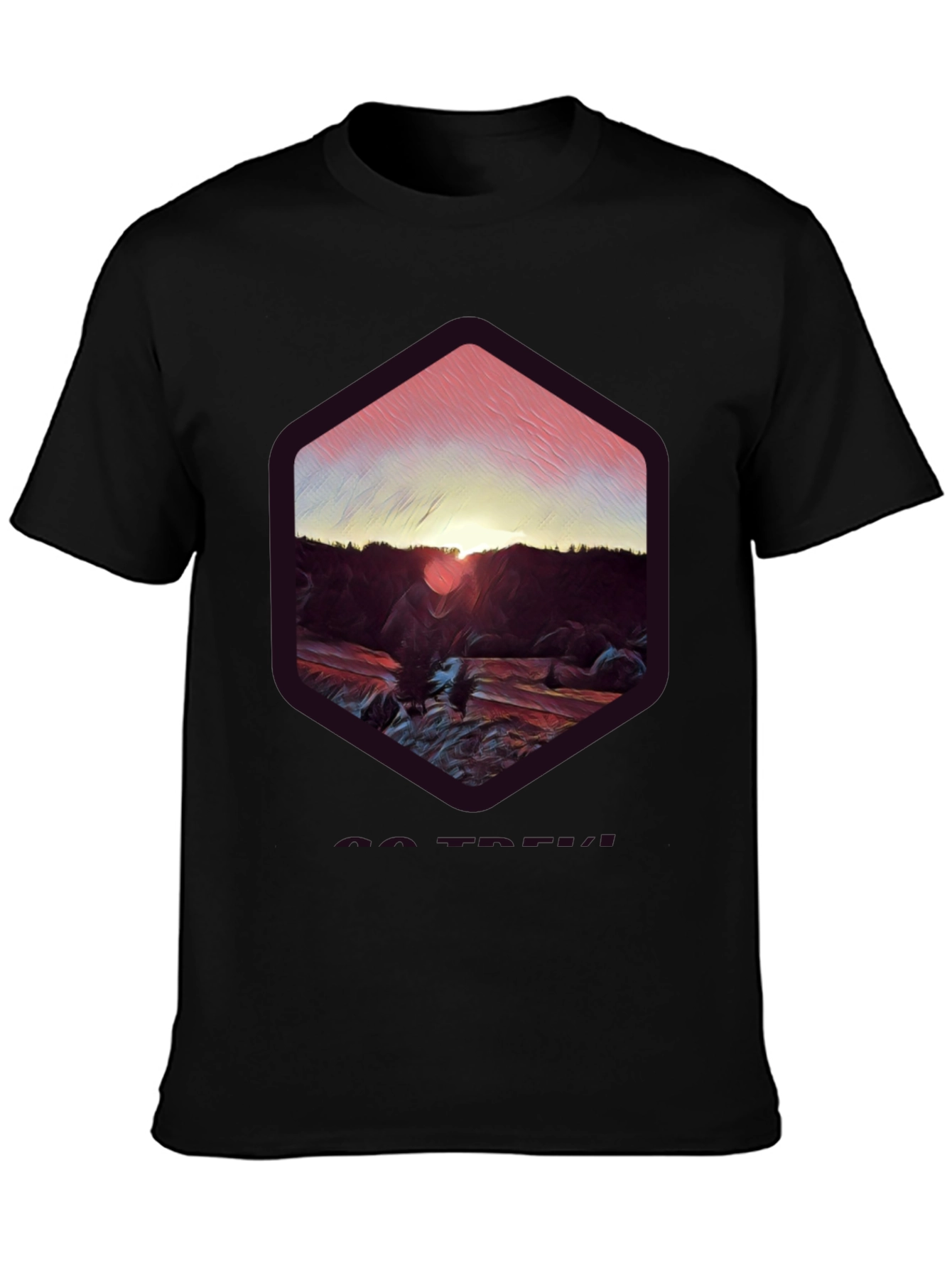 Sunset Mountain Graphic Tee - Soft Black Cotton Blend
