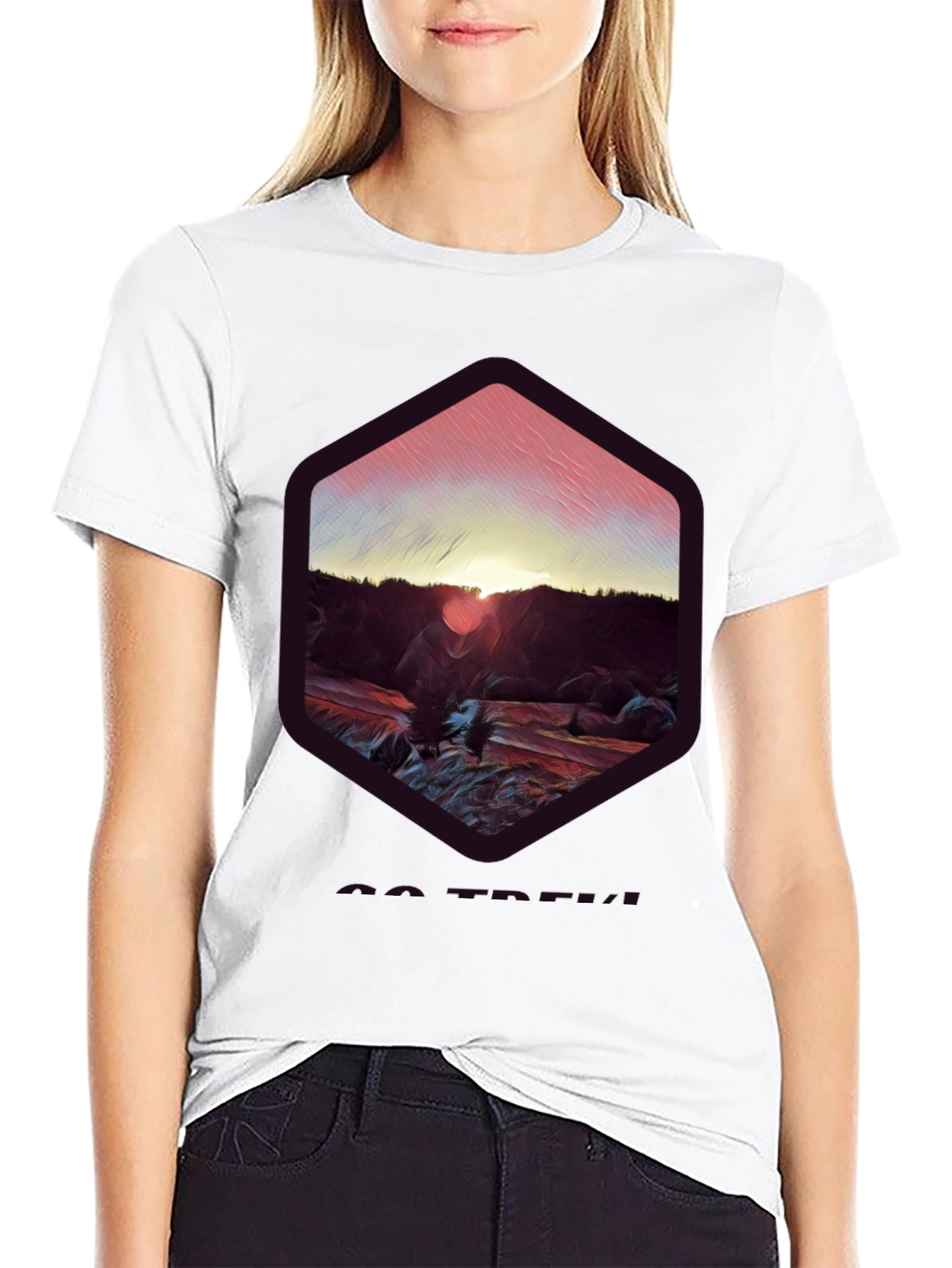 Sunset Mountain Graphic Tee - Soft Black Cotton Blend