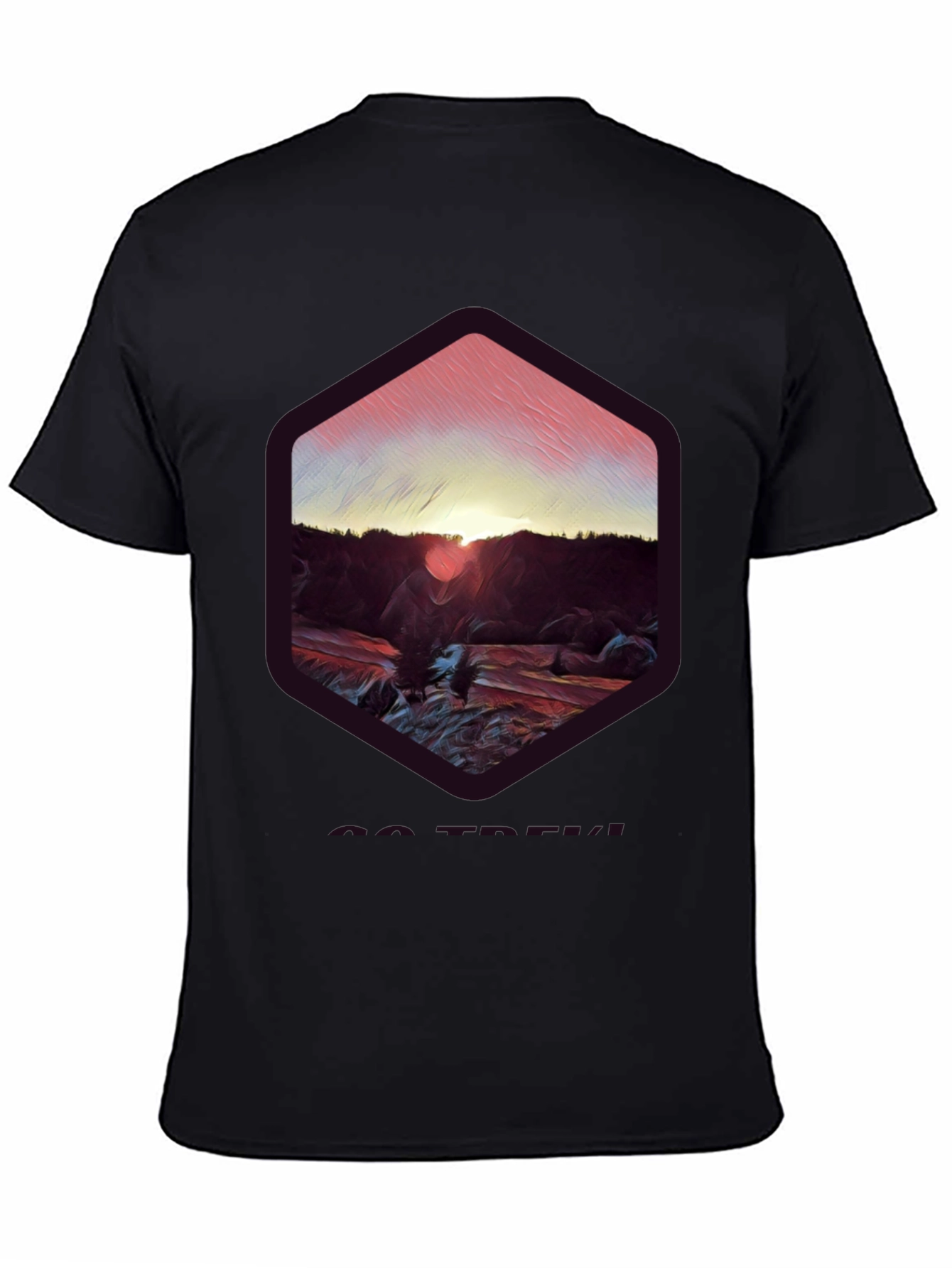 Sunset Mountain Graphic Tee - Soft Black Cotton Blend