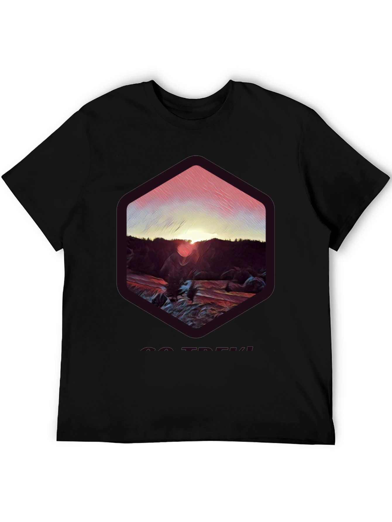 Sunset Mountain Graphic Tee - Soft Black Cotton Blend
