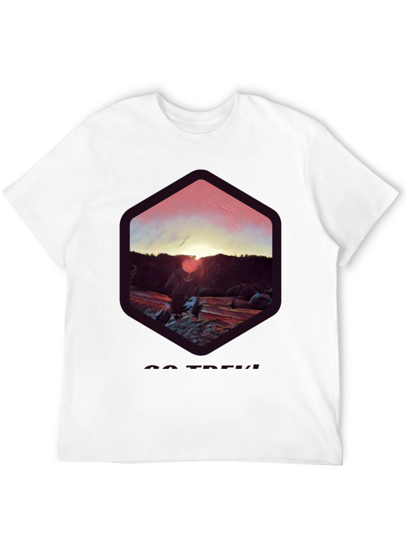 Sunset Mountain Graphic Tee - Soft Black Cotton Blend