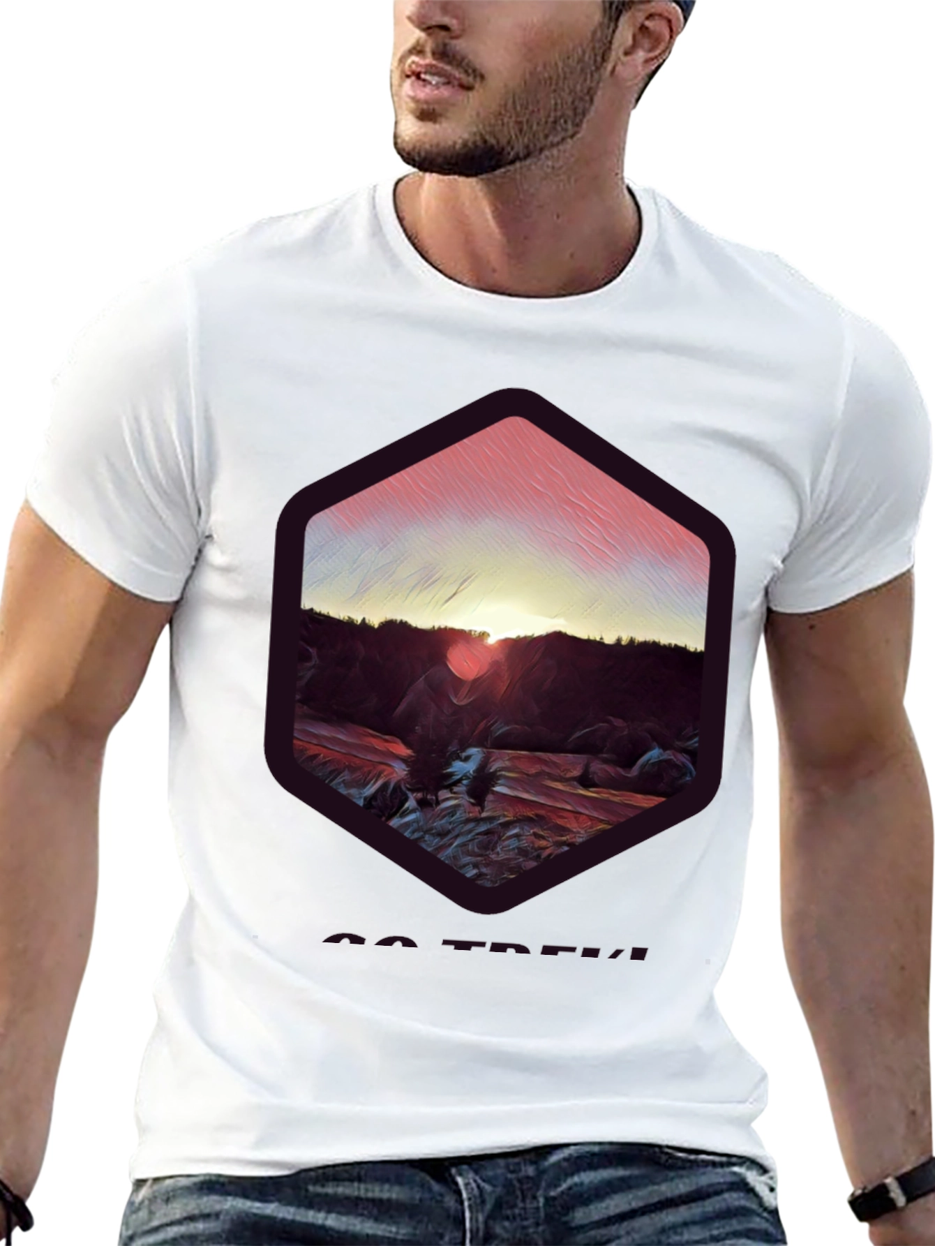 Sunset Mountain Graphic Tee - Soft Black Cotton Blend