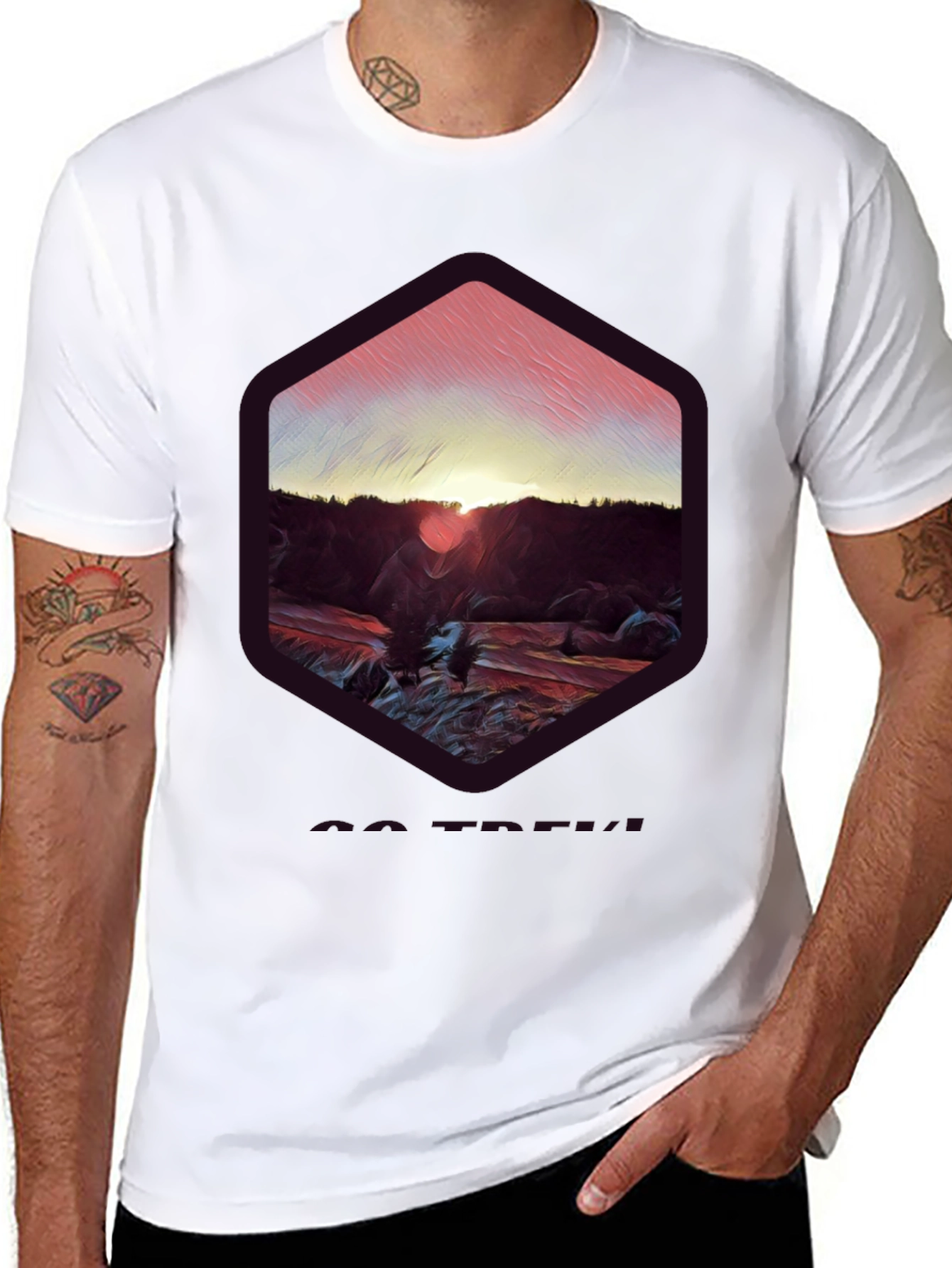 Sunset Mountain Graphic Tee - Soft Black Cotton Blend
